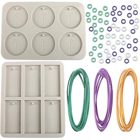 EUPNHY 2pcs Silicone Wax Sachet Molds Scented Wax Tablets Molds-Including 3pcs 40 inches Rawhide Rope and 60pcs Bails. (Combination 07) Cover