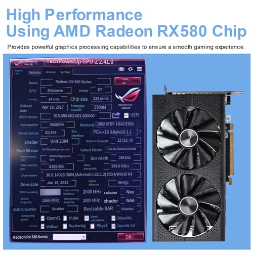 Tarjeta Gráfica RX580 8GB GDDR5 para Juegos PC AMD - Imagen 3