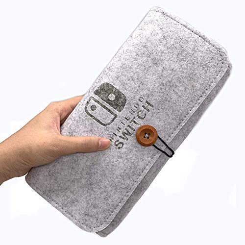 Preisvergleich Produktbild Akiimy Reise-Tragetasche für Nintendo Switch stoßfeste Schutzhülle, tragbare Reisetasche, Kartensteckplätze und Innentasche für Nintendo Switch Konsole und Zubehör (hellgrau)