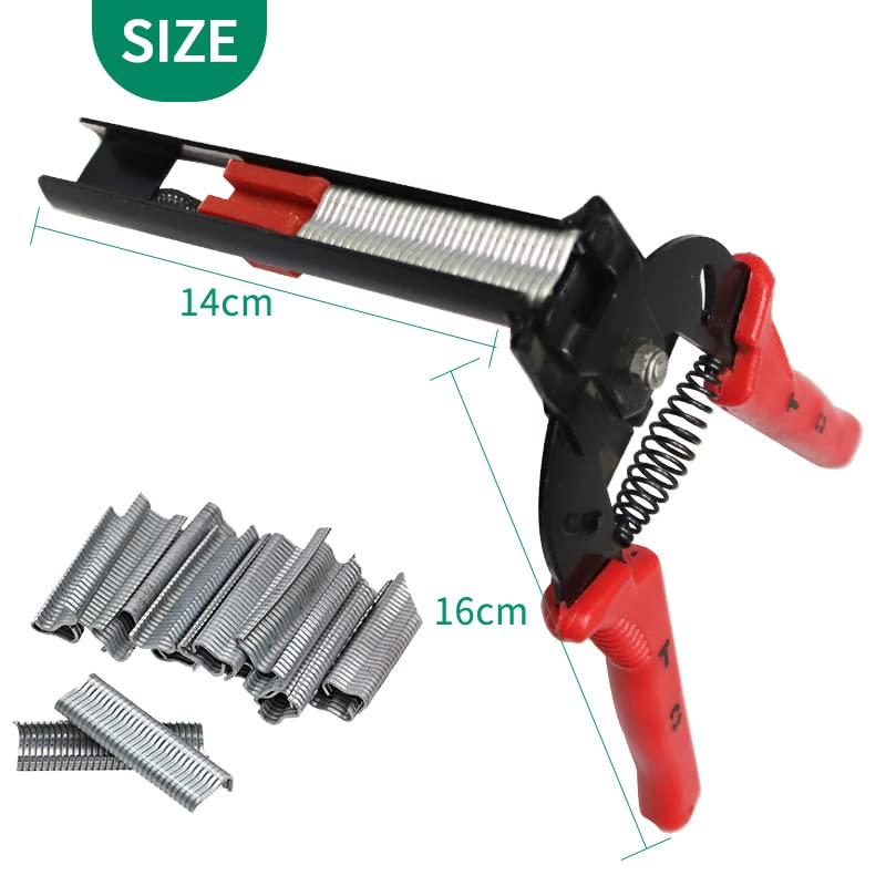 Alicates de anillo de uñas tipo M con 1200 clips M, abrazadera de jaula multifunción, kit de alicates para jaulas de animales, instalación de cercas, reparación de cercas, herramientas manuales (rojo)
