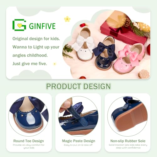 Image of GINFIVE Toddler Girls Mary Jane School Oxford Dress Flat Shoes for Wedding | Wide toe box, Hook and Loop, School Uniform Shoes for Party, Formal, Daily Wear