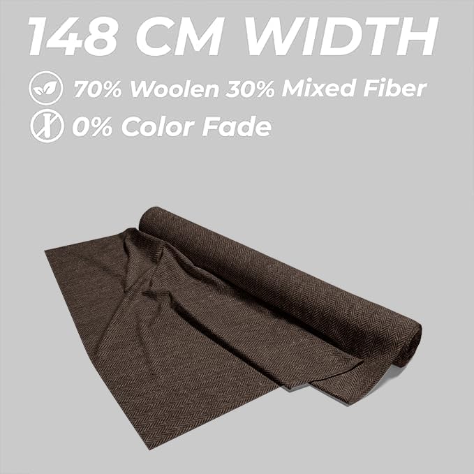 Image of BIGREAMS Unstitched Herringbone Wool Blazer Yarn-Dyed Fabric for Three Piece Suit | 58 inch Wide, Wrinkle Free, Best for Coat Pant, Nehru Jacket (Free Size)