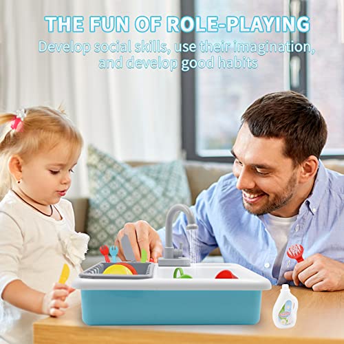 Acelane Spülbecken Spielzeug Set mit fließendem Wasser Rollenspiel-Küchen-Spielzeug-Set, ideales Weihnachts-Geburtstags-Geschenk für Kinder, Mädchen, Jungen