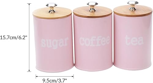 Miniatura 4 de JoyMerit - Juego de 3 recipientes de cocina con tapa hermética para almacenamiento de alimentos, almacenar café, azúcar, té, especias, alimentos