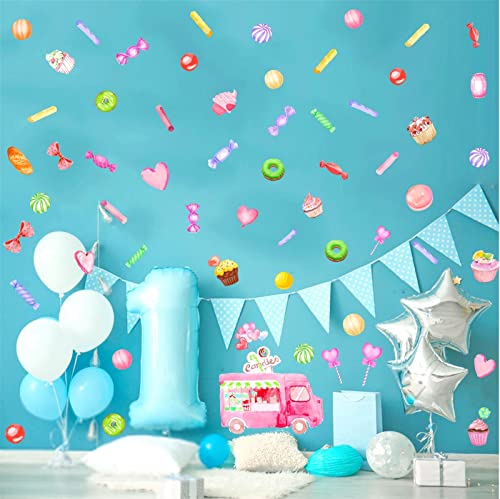 Candy Wall Decals Peel And Stick Christmas Wall Decals Candies Cupcake Wall Stickers Cute Wall Stickers For Girls Room Bedroom Kids Wall Decals Holiday Party Decorations #TOP3