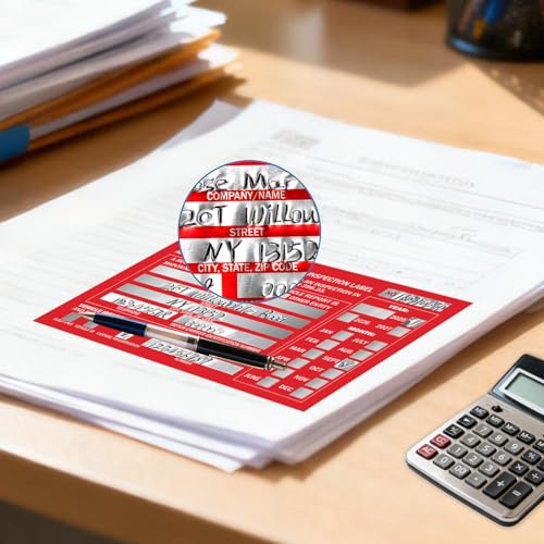 Image of PUNCHMAN 30 Pack Red Aluminum Self-Adhesive Labels - Permanent Organizational Tags for Office, Inventory, Asset Management | 6 inch X 3.5 inch Durable Adhesive Labels