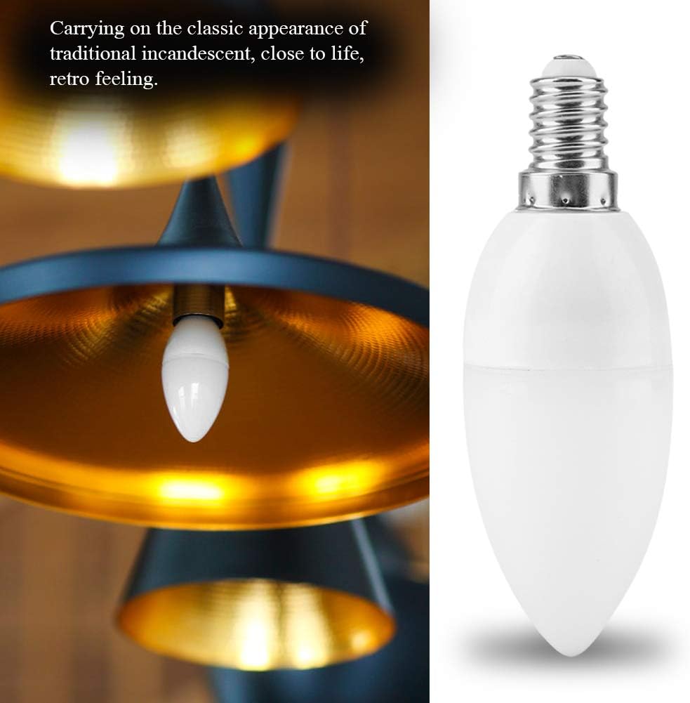 Yosoo 2 Pcs Decorative Candle Light Bulbs LED Candelabra E14 Socket Bulb 220V Warm White Round Type for Retro Home Candle Shape Light Lamp