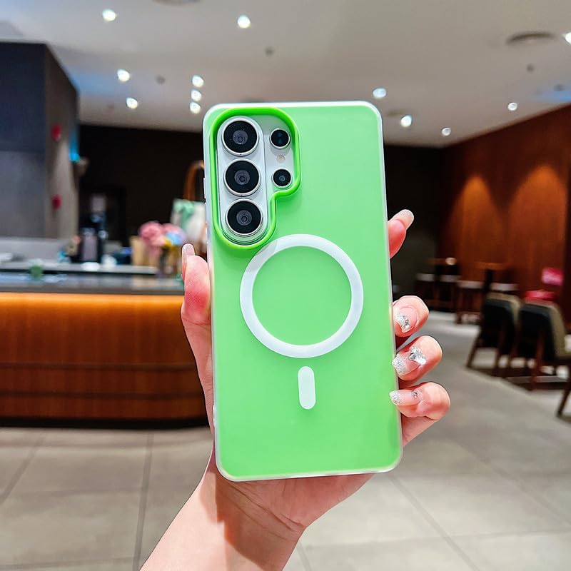 Image of LuxuryKase Magnetic Silicone Candy Case for Samsung Galaxy S26 Ultra | MagSafe Compatible | Slim Protective Case | Lightweight & Flexible | Wireless Charging | Soft Matte Finish - Green