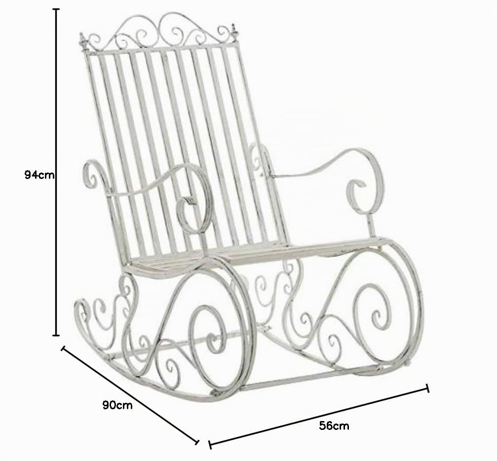 CLP Mecedora Relax Silla Smilla, Resistente al Clima para jardín, Estructura de Metal, Estilo rústico, sillón de Exterior, Color:Blanco Envejecido