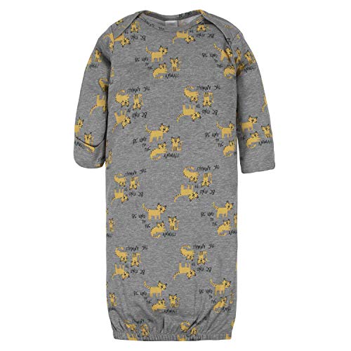 Gerber Unisex Baby Boy And Girls 4-Pack Sleeper Gown Tiger Grey Preemie #TOP4