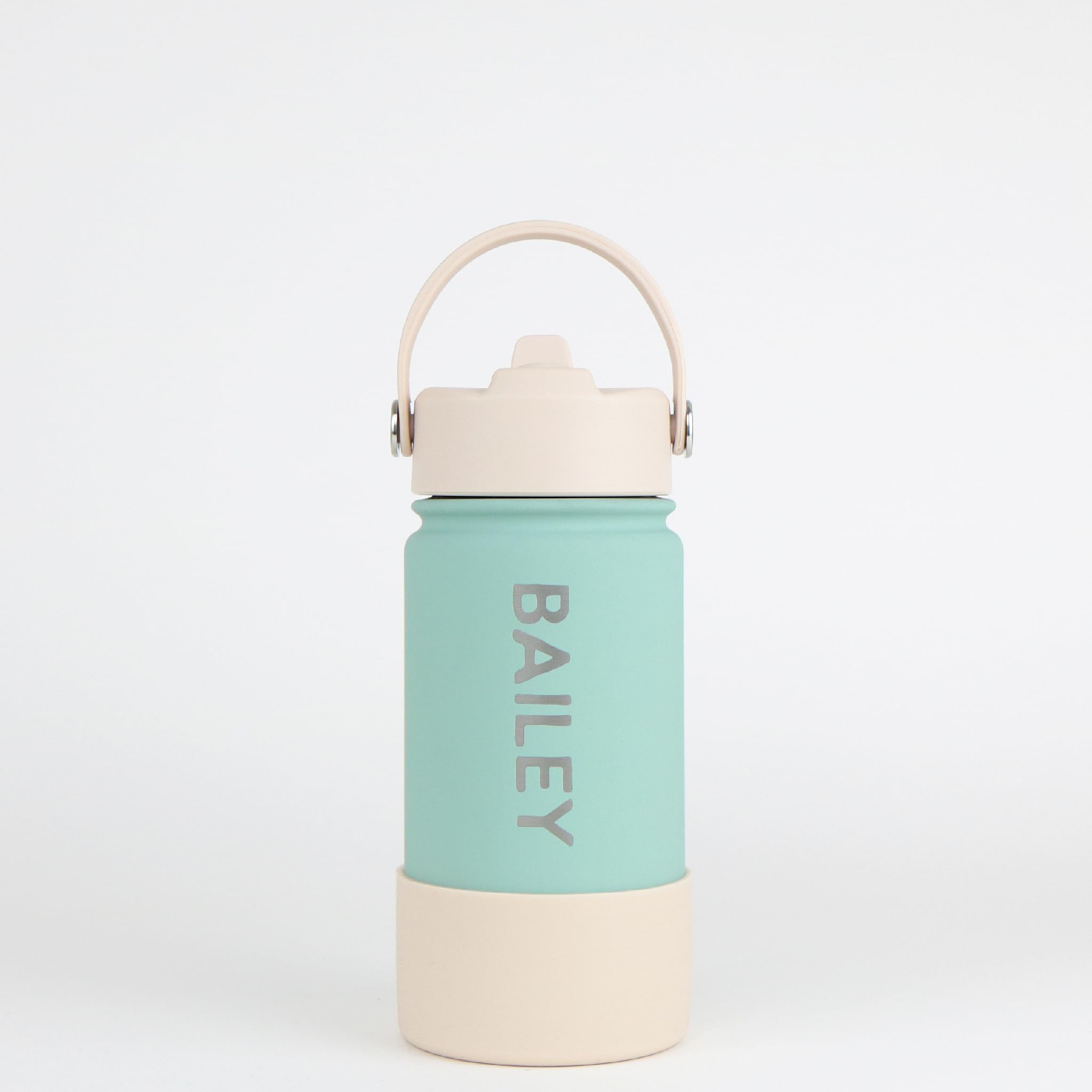 cribstar Personalised Water Bottle, Insulated Stainless Steel, Straw Lid, Laser Engraved Name, BPA Free, Leakproof (Sea Foam [Vertical Engraving], 14oz/400ml) — image 1