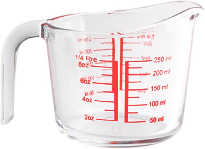 Uonlytech Tempered Glass Measuring Cup 0.25l Baking Tool Kitchen Graduated Scale Measure Jug Heat-resistant for Milk and Liquid Cooking