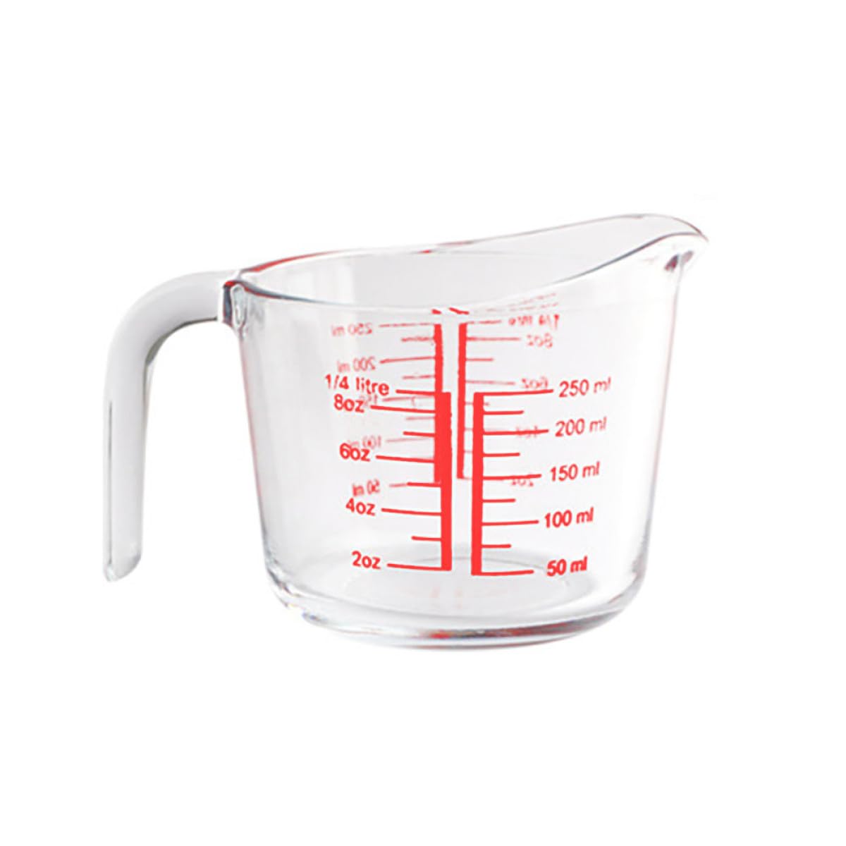Vaso Medidor de Vidrio Templado Escala Graduada, 1 Pieza, Resistente al Calor, Adecuado para Leche y Cocina