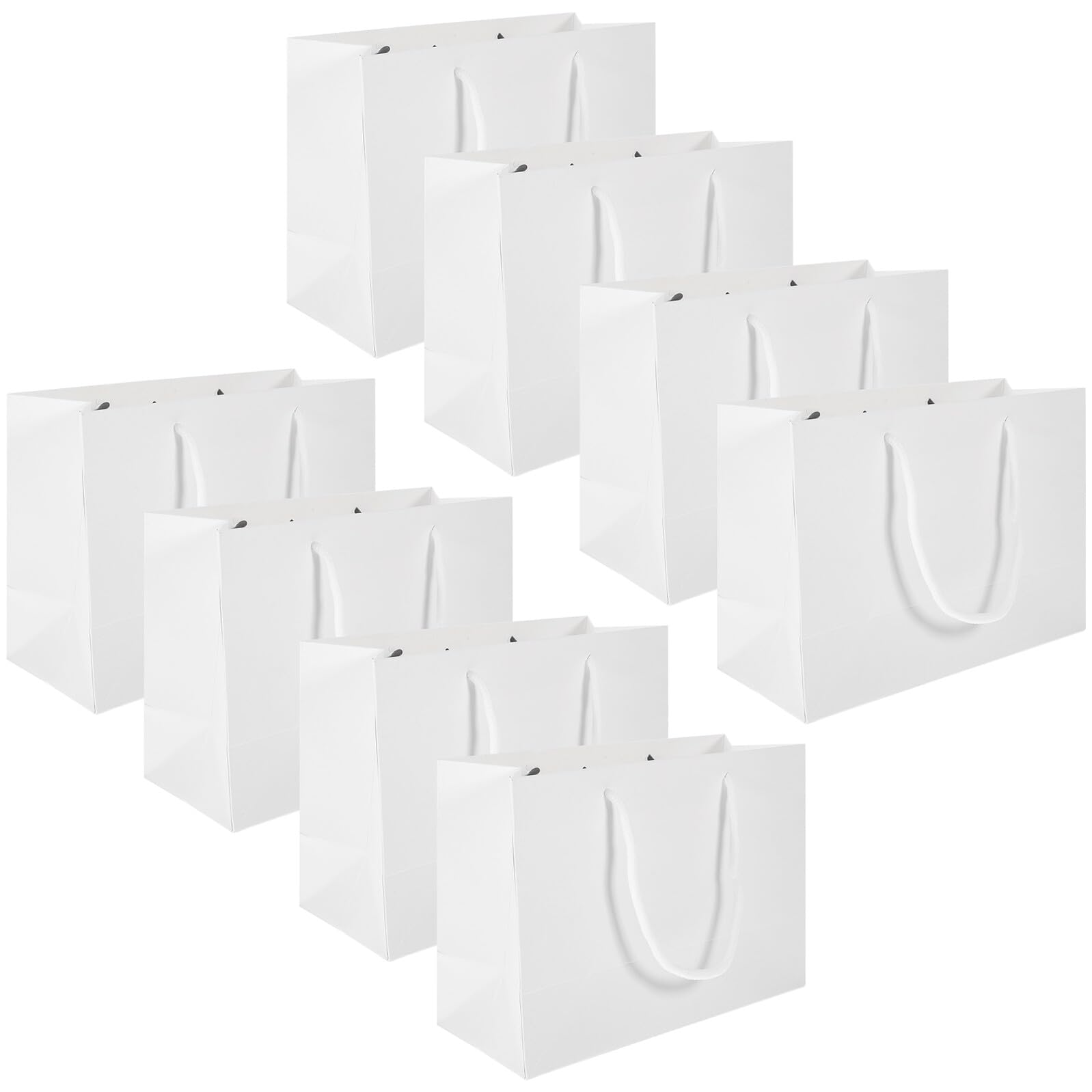MALUGOGO 20 Bolsas de Obsequio de Papel Kraft Portátiles y Ligeras con Asas para Cumpleaños, Bodas y Fiestas, Tamaño 24x17x10 Cm, Elegantes y Prácticas