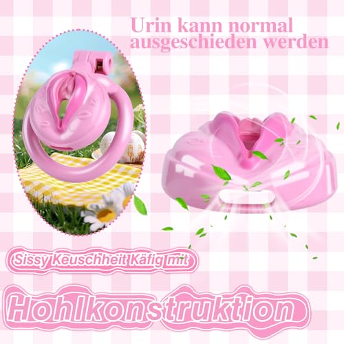Peniskäfig Peniszaumzeug Männer mit 4 Cock Rings Keuschheitskäfig Herren Chastity Cage Sexspielzeug Invisible Lock für Paare SM Fetisch Extrem Penis Bondage Hohldesign Atmungsaktiv Erotik Keuschheits