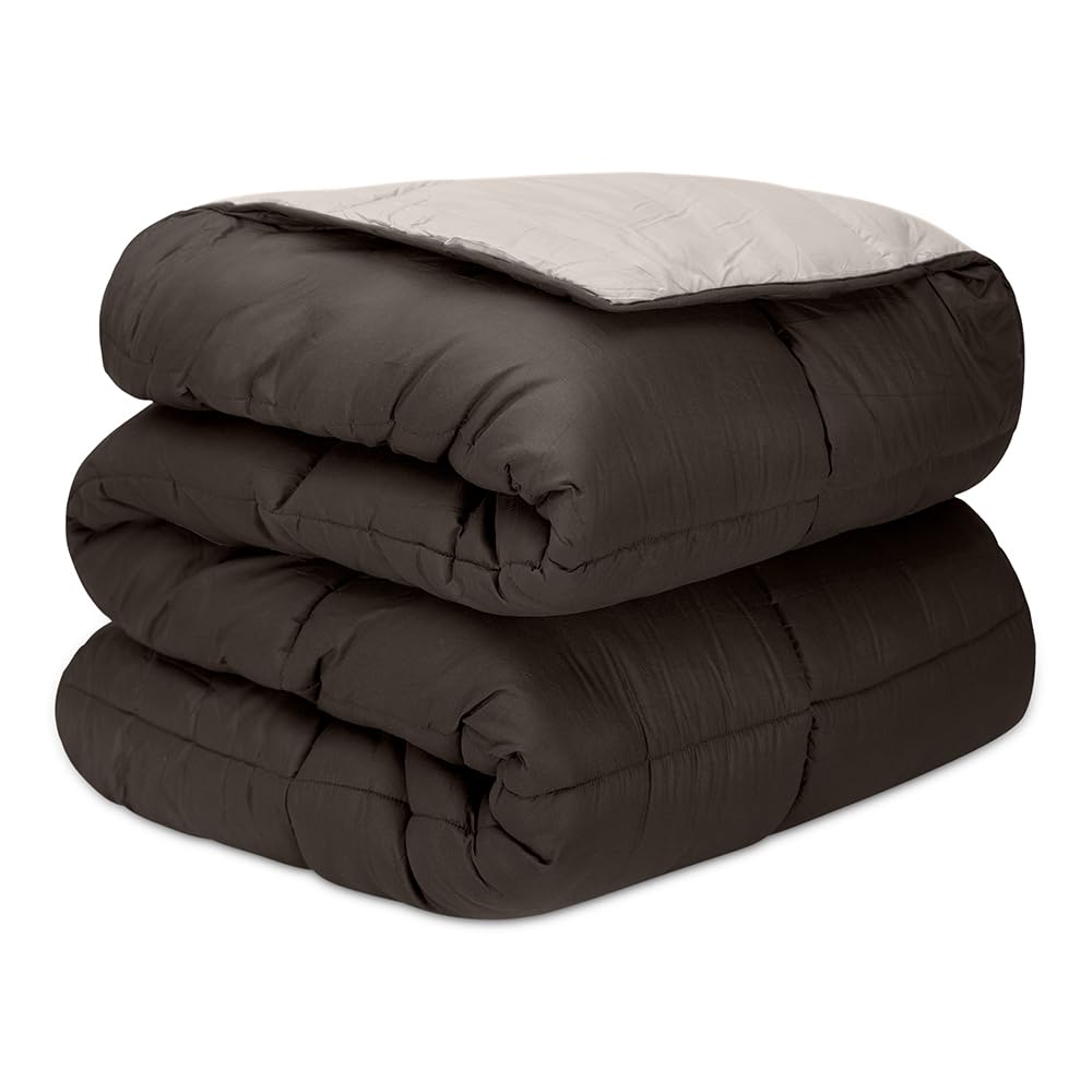 DECASATEXTIL -Edredon Nordico Bicolor Reversible - 400Gr/m2 - Cama 120/135/140 - Edredon Microfibra – Reversible- Suave, cómodo, Ligero y Transpirable – Negro/Gris 240x240cm