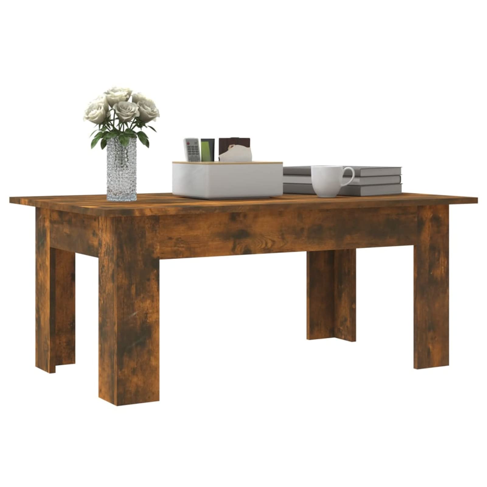 Homgoday Table basse en chêne fumé 100 x 60 x 42 cm, table d'appoint en bois d'ingénierie, table d'appoint pour salon, salle de réception d'invités, chambre à coucher et mobilier de bureau