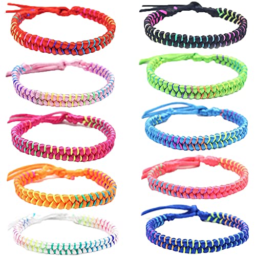 10 Pièces Bracelets D'amitié Multicolore Bracelets D’amitié Tissés Faits Main pour Cadeau D'anniversaire Adolescente et Fille Cover