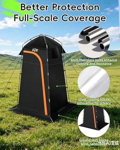 Image of Large Shower Tent, Portable Privacy Tent with Mesh Floor & Carrying Bag, Lightweight & Sturdy, Easy Set Up, Portable Changing Room for Camping & Hiking, Fishing, Beach