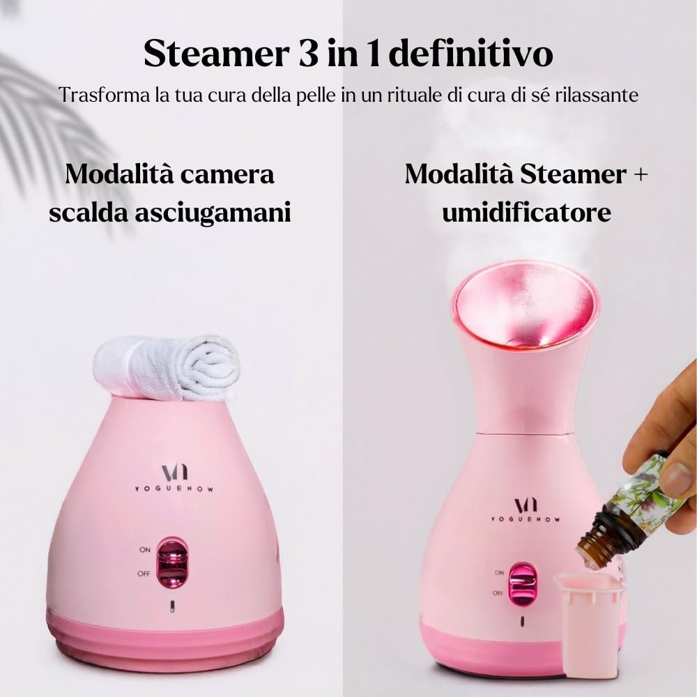 VogueNow Kit Spa per vaporizzazione del viso con 8 strumenti per la cura della pelle in omaggio | Vapore per la pulizia profonda del viso con modalità scalda-asciugamani e umidificatore