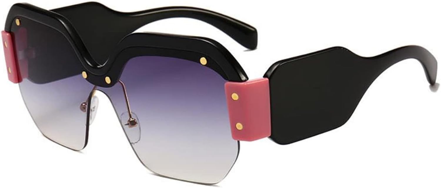 Sunglasses Personalized Large Frame Sunglasses Driving Cycling Sports Glasses(Red Pink)