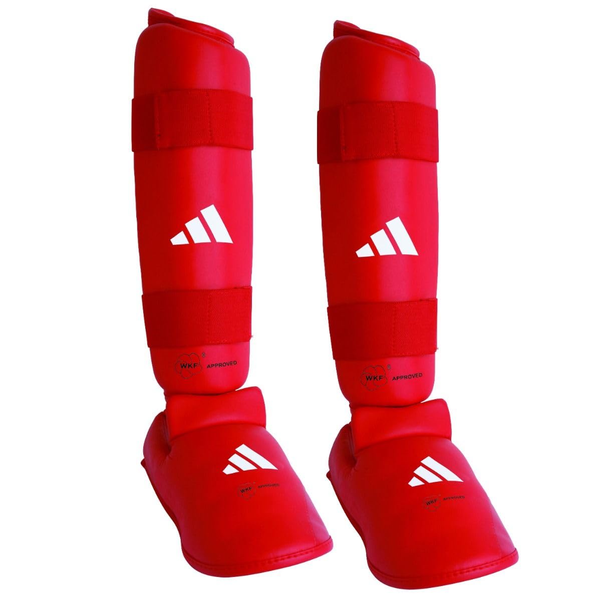 adidas WKF Karate Shin Protector And Removable Instep Pads. Martial Arts Training, Sparring, Fighting, Practice.
