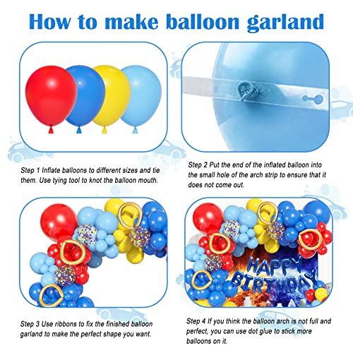 Image of 123Pcs Red Yellow Blue Balloons Arch Kit, Circus Party Supplies | Cartoon Long Foil Confetti Balloon for Carnival Theme Birthday, Baby Shower, GameTheme Backdrop Party Decorations Supplies