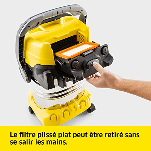 Kärcher Aspirateur Multifonction WD 5 P S V-25/5/22, Fonction Soufflerie, Puissance : 1100 W, Cuve en Acier : 25 l, Flexible: 2,2m, avec Prise de Courant, Filtre Plissé Plat, Suceur Sol/Fentes - Image 3