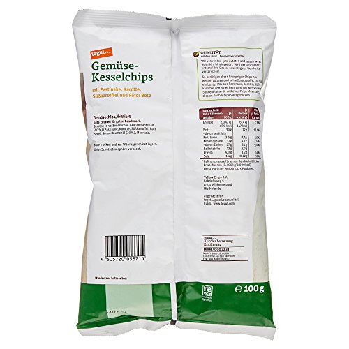 tegut... Gemüsechips-Kesselchips mit Pastinake, Karotte, Süßkatoffel und roter Bete, 1 x 100 g