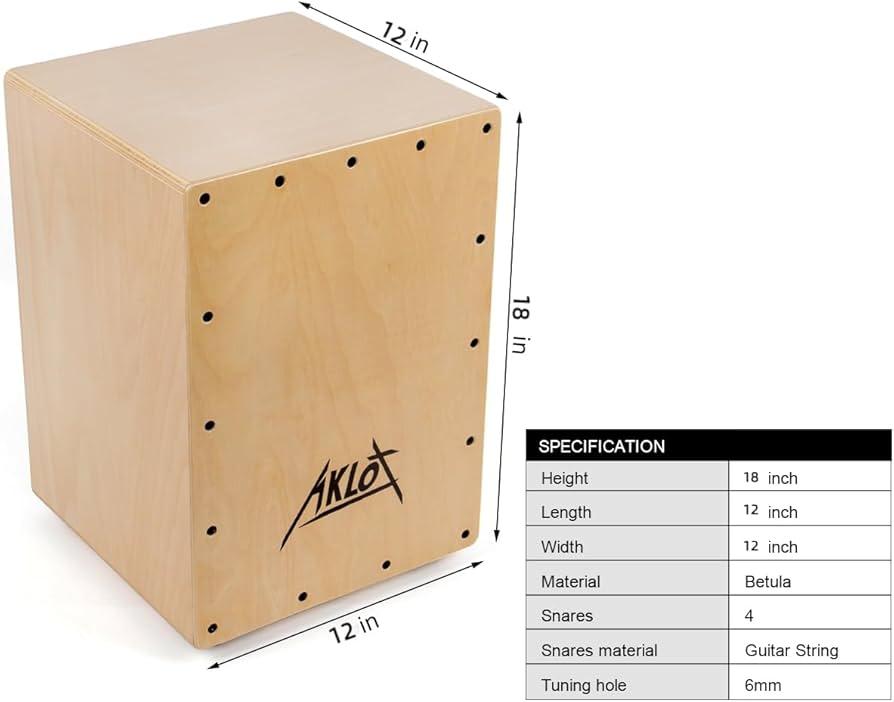 Amazon.com: AKLOT Cajon,12 * 12 * 18 inch Box Drum Full Size