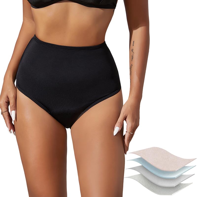 Period Swimwear High Waisted Menstrual Leakproof Swimsuit Bottoms Full Coverage Waterproof Panties for Women-image-9