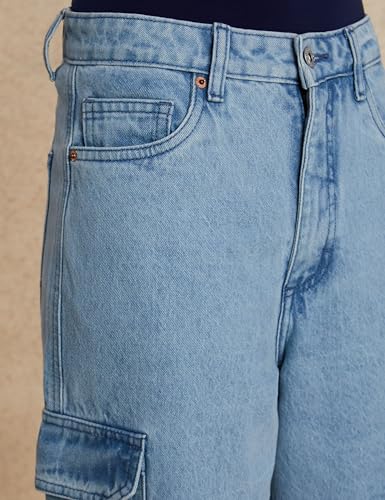 Image of Amazon Brand - Symbol Women's Wide Leg Cargo Jeans (High Rise | Ankle Length | Loose Baggy Fit) (Available in Plus Sizes)