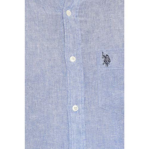 Image of US Polo Association Men's Solid Regular Fit Button Down Shirt (USSH6039H Grey, Blue and Red 3XL)