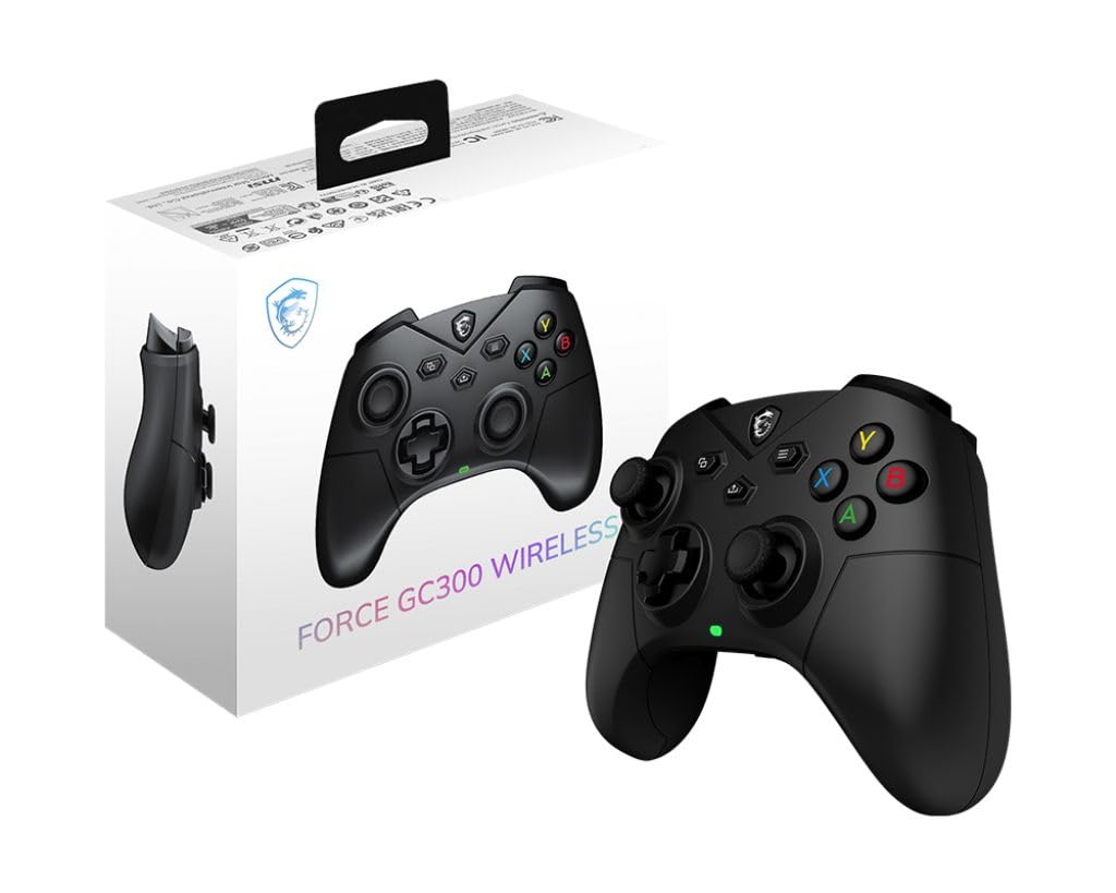 MSI FORCE GC300W Gaming Controller: 2.4 GHz, Bluetooth, USB Type C to A, 20 Hour Battery Life, Interchangeable D-Pad Covers and Dual Vibration Motors, Wired/Wireless