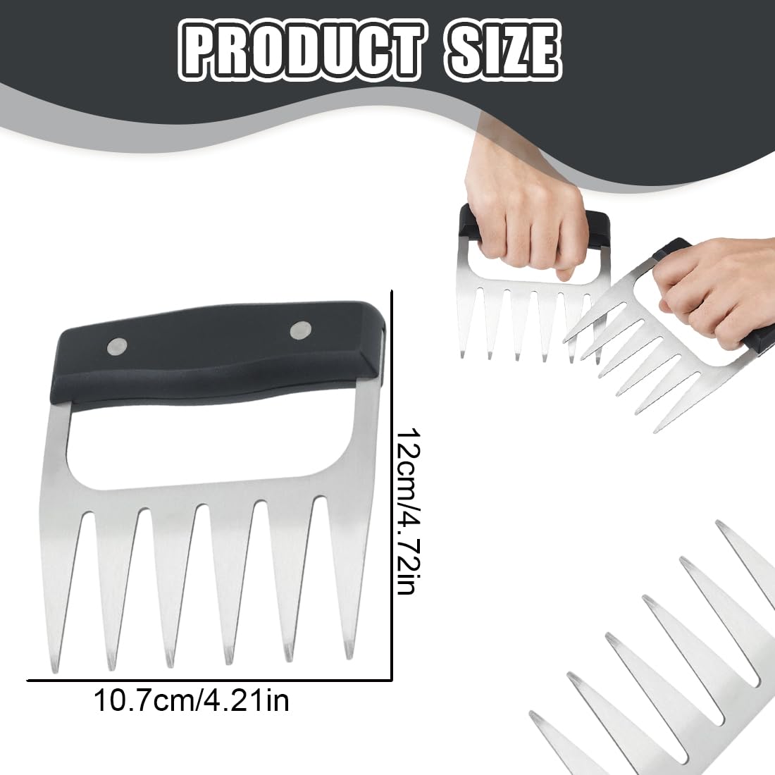 Artigli Pulled Pork in Acciaio Inossidabile per Amanti del Barbecue, Meat Claws per Tritare e Fissare la Carne, Idea Regalo per Uomo