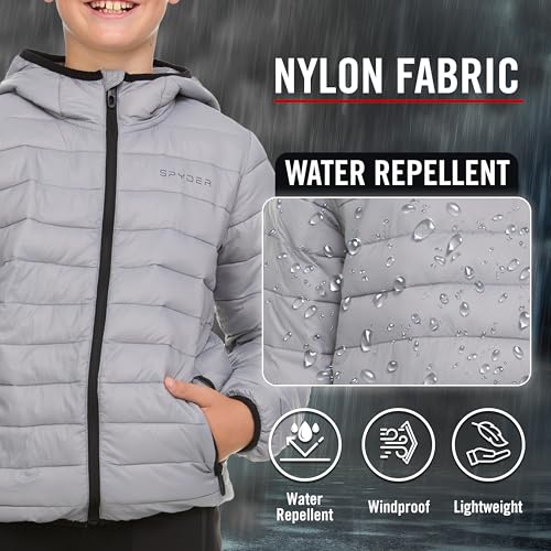 Image of Spyder Boys Puffer Jacket - Lightweight Packable Wind Water Resistant Quilted Boys Winter Coat - Cozy Insulated Winter Jacket