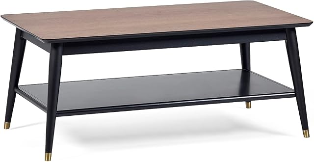 Julian Bowen Findlay Coffee Table with Shelf-Walnut & Black, One Size