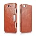 Produktbild ICARER Tasche passend für Apple iPhone SE (2016), iPhone 5S und iPhone 5, Case Außenseite aus Echt-Leder, Schutz-Hülle seitlich klappbar, Ultra-Slim Cover, Vintage Look, Dunkel-Braun