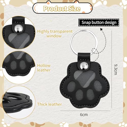 SUBRINGE Schlüsselanhänger für Tierhaare, Leder Katze Pfote Keychain, Hundehaar Sammler, Gedenkgeschenk für Hunde Katzen (Schwarz)