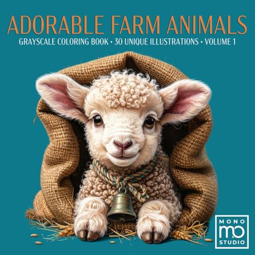 Adorable Farm Animals : Grayscale Coloring Book Volume 1: 30 Realistic Portraits for Adults & Seniors – Stress Relief, Mindfulness, and Artistic Shading – Signature Essential Edition image 2