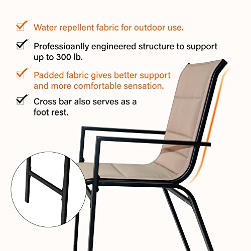 Anmutig Patio Bar Stools Set Of 2 Outdoor Padded Fabric Bar Height Patio Stools & Bar Chairs With Armrest, All-Weather Patio Furniture For Deck Lawn Garden #TOP3