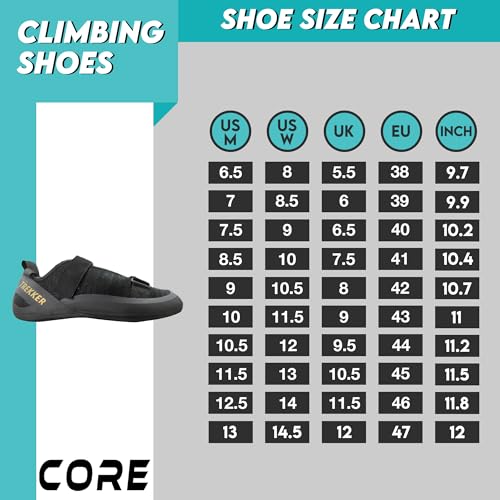 Core Climbing Shoes - Lightweight Breathable Rock Shoes With Dual-Strap Closure - Snug Fit Non-Slip for Wall and Hiking2