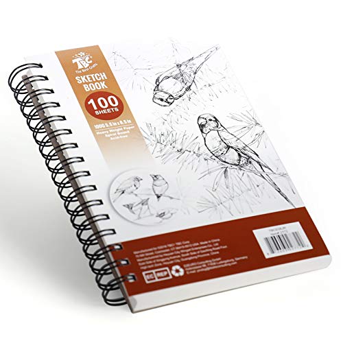 TBC Cuaderno de Bocetos A5 Bloc Encuadernado en Espiral Dibujo Profesional para Niños, Adultos, Dibujar y Hacer Bocetos Para Esbozar Papel 100 Páginas (50 Hojas)