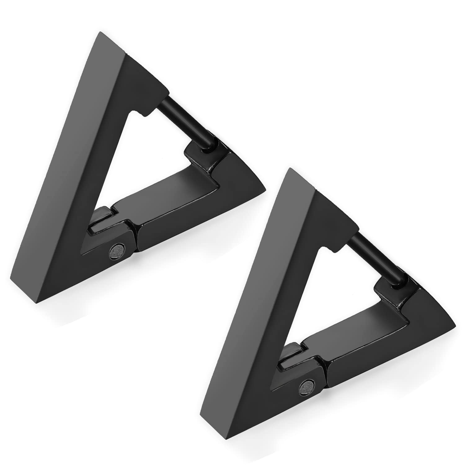 Ear Rings for Men, Triangle Earrings, Black Triangle Earring, Men Earring, Boys Earrings, 16 * 14mm Stainless Steel, Punk and Goth Fashion, Sensitive Ear-Friendly