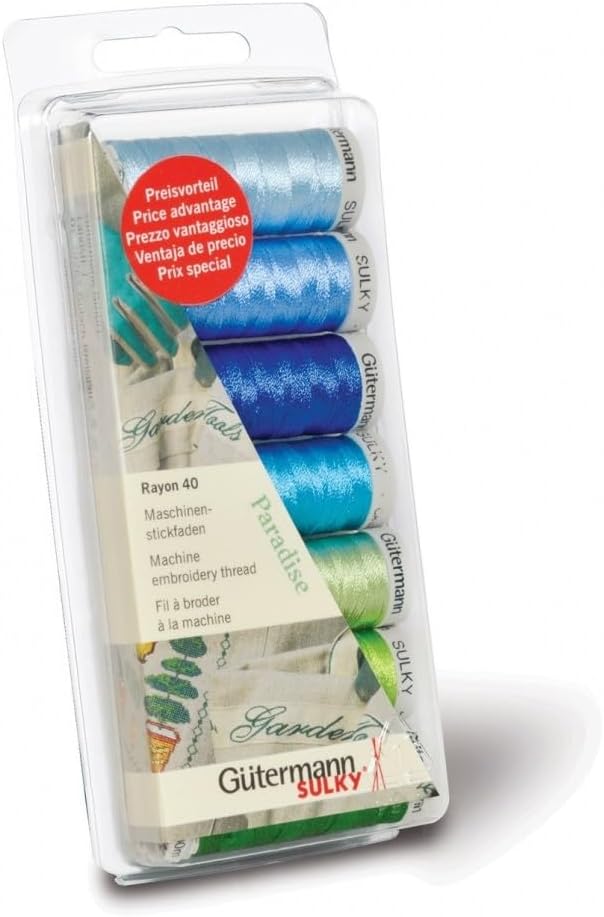 Gutermann Machine Embroidery Rayon 40 Thread Set 200m Paradise - per Pack of 7