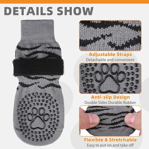 KOOLTAIL Meias antiderrapantes para cães - aderência dupla face para piso de madeira, 3 pares de bot