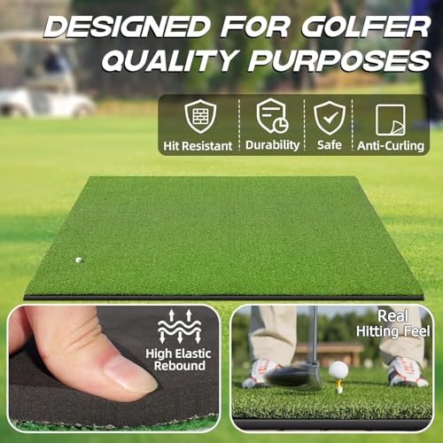 Hanured® Golf Abschlagmatte 150 x 117 cm, 6 Abschlagpositionen, Kunstrasen, Grün, Faltbar, Ideal für Indoor und Outdoor