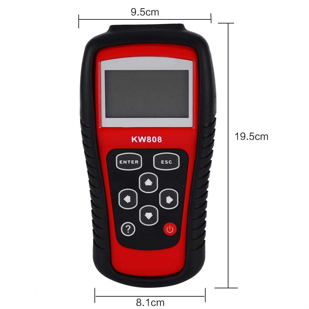 Tester di errore del lettore di codici di errore OBD2 per auto per auto, KW808 EOBD OBDII Dispositivo di test per scanner diagnostico per veicoli universali con ampio schermo LCD retroilluminato