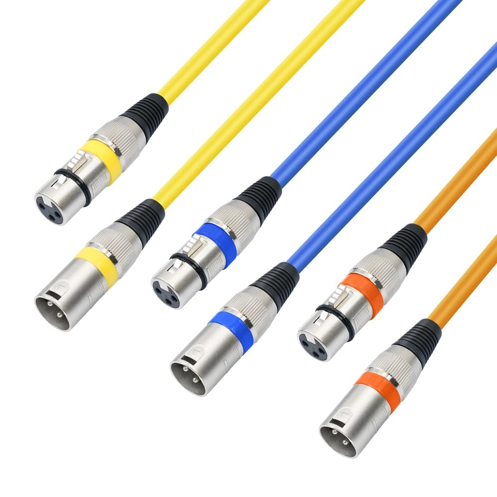 Paquete de 10 Cables de Micrófono XLR Macho A Hembra XLR de 3 Pies y 3, Cable XLR Balanceado para Mezclador de Micrófono, Estudio de Grabación