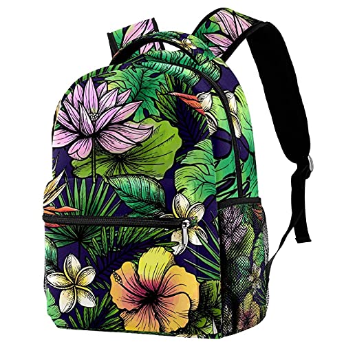 Sac à dos voyage enfant imperméable à motif feuille de lotus